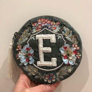 Anthropologie Monogram Crest Pouch ‘E’